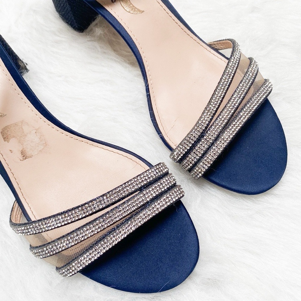 Nina Blue fabric Heels with Rounded Toe - Picture 3 of 7